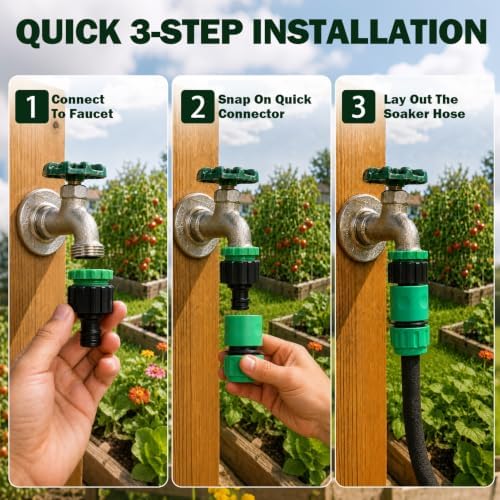 165 FT Drip Irrigation Hose, 1/2 Inch Porous Soaker Line for Garden Beds - Image 7