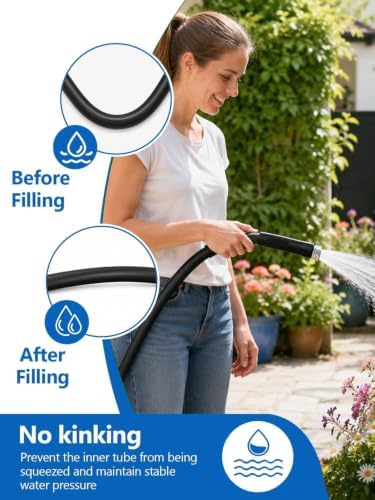 5/8" Hot/Cold Rubber Garden Water Hose 100ft, -50℉-158℉, Black - Image 5