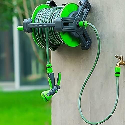 LXXW Hose Reel Cart Gardening Hose Reel Cart, Outdoor Portable or Wall Mounted Hose Reel with Swivel Handle for Garden Hoses(30m) - Image 3