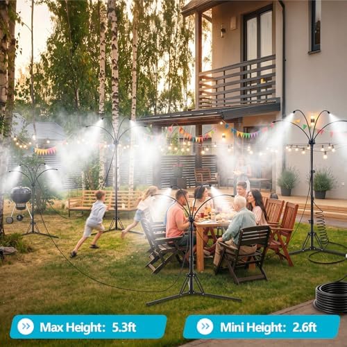 Pickmesh 1 Set Chicken Coop Mister Cooling System, 5.3ft Adjustable Standing Poultry Mister with 26ft Hose, 360° Outdoor Misting System for Chickens, Helps Keep Flocks Cooler During Hot Weather - Image 6