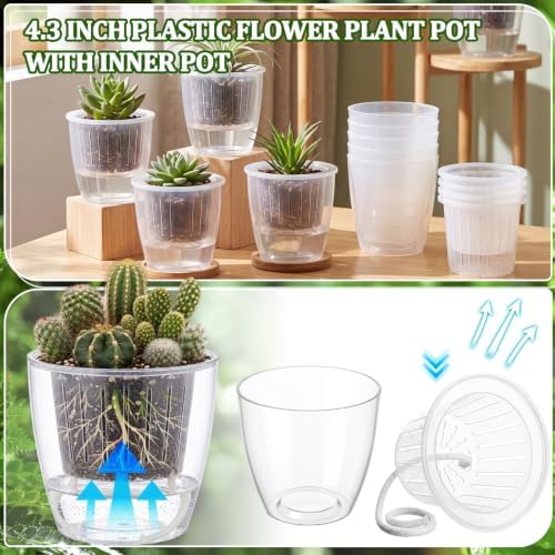 Self Watering Plant Pots, 3.5'', Transparent, 54 Pcs - Image 5