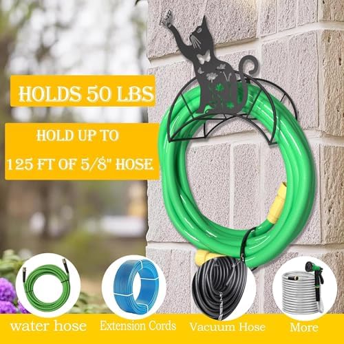 Cat Butterfly Garden Hose Holder Metal Wall Mount Heavy Duty Hanger125'5/8" - Image 5