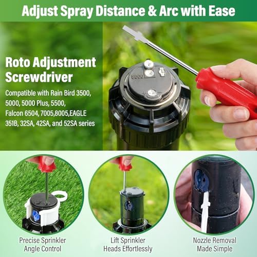7 Sprinkler Head Tool Kit, Compatible with Hunter/Rain Bird, MP PGP Sprinklers Head Pull Up Repair Tool, Rotor Adjustment Screwdriver, Nozzle Tools, Nozzle Insertion Collar & Sprinkler Keys - Image 3