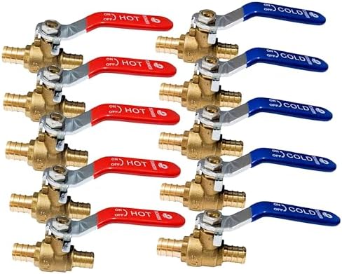 3/4" Pex Brass Ball Valve - Pex Fittings 3/4 Inch - 3/4 Pex Shut Off Valve - Crimping Tool - Fittings 3/4 Inch - Water Hose Shut Off Valve - Crimp Brass Ball Valve Hot Cold (Pack of 10) by Unknown