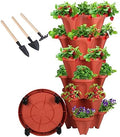 GameXcel Vertical Planter Tower - 6 Tier Stackable Garden Planters with Wheels and Tools Plant Pots for Strawberry Herb Flower and Vegetable Indoor Outdoor Use Red by GameXcel