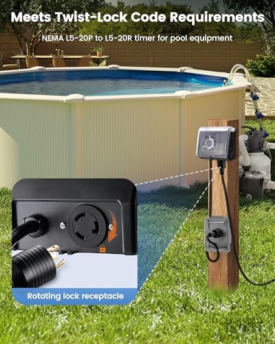SURAIELEC Mechanical Pool Timer for Above Ground Pool, L5-20R Twist-Lock - Image 2