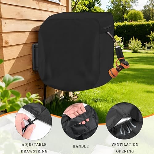 Garden Hose Reel Cover for Hoselink US3325, Waterproof Outdoor Wall Mounted Hose Reel Protector with Drawstring, Dustproof Windproof Hose Storage Cover,B - Image 3