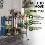 keomaisyto 3-Sided Garden Tool Organizer with Wheels, Garage Storage Rack - Image 3
