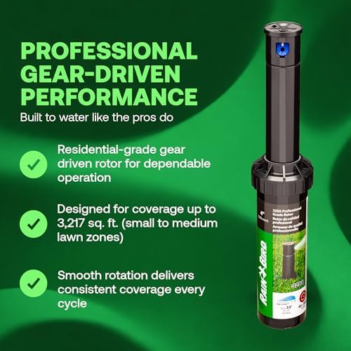 Rain Bird 32SA Simple Adjust Gear Driven Rotor Sprinkler Head, 4 Pack - with 1/2 inch Inlet - Water Efficient 4 inch Pop Up Lawn Sprinkler, Adjustable 40-360 Degree Spray Arc and 19-32 ft Radius - Image 2
