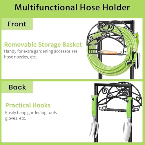 TomCare Garden Hose Holder, 4 Spikes Water Hose Hanger for 160FT Hose - Image 5
