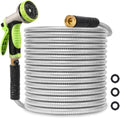25FT Metal Water Hose, Stainless Steel Garden Hose with 8 Patterns Spray Nozzle, Flexible Kink-Resistant Hose for Outdoor Lawn, Garden, Patio and Car Washing by Unknown