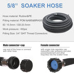 Taisia 5/8" Soaker Hose 50 ft Round Rubber Garden Soaker Hoses, Heavy Duty Drip Hose for Watering Irrigation, Water Seeper Soaker Hoses for Garden, Lawn and Plants - Image 2