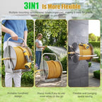 Heavy Duty Stainless Steel Garden Hose Reel Wall Floor Mountable Water Hose Storage Organizer with 6.5FT Leader Pipe for Backyard Garage Lawn Watering - Image 3