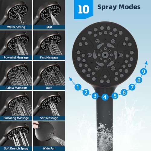 Hibbent All Metal High Pressure Shower Head, 10'' Rainfall Shower Head - Image 5