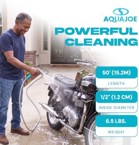 Aqua Joe 50-Foot Heavy Duty Garden Hose, Spiral 304 Stainless Steel Metal Hose, Puncture Proof, 1/2 Inch Diameter with Aluminum Fittings, AJSGH50 - Image 4