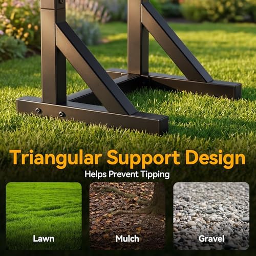 Garden Hose Holder Stand, Freestanding Heavy Duty Metal Hose Holder with Stable Base and Tool Hooks, Rustproof Water Hose Storage Rack for Outside Yard Lawn - Image 6