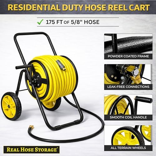 2-Wheel Garden Hose Reel Cart, Residential Duty Hose Reel,175ft Capacity - Image 2