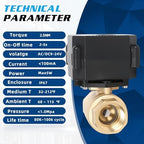 1/2" Brass Motorized Ball Valve - NPT Electric Water Valve 2 Wire Auto Return normally closed with Full Port, 110-230v AC Electric Water Valve With U.S.Plug, IP67 - Image 6