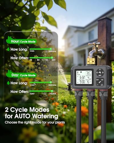 Insoma Water Timer with Brass Inlet, 3 Independent Zones Outdoor Hose Timer for Garden Faucet with Auto/Manual/Rain Delay Mode, IPX5 Waterproof, Sprinkler Irrigation Controller for Yard Lawn - Image 2