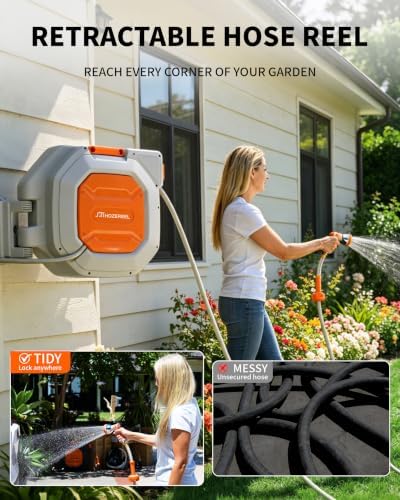 Heavy Duty Retractable Garden Hose Reel 5/8 inch x 100ft Wall Mounted - Image 3