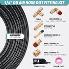 100FT 1/4" DOT Air Line Kit with 22PCS Brass Fittings, Cutter & Teflon Tape - Image 2