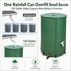 132 Gallon Collapsible Rain Barrel, Portable Rainwater Collection System, Rain Catcher Barrel with Two Spigots and Overflow Kit, Rain Water Barrel Collector for Garden, Green - Image 4