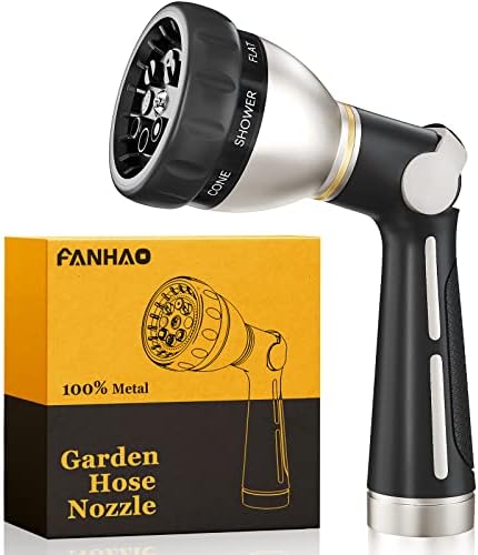 FANHAO Metal Thumb Control Garden Hose Nozzle Heavy Duty, 8 Spray Patterns by FANHAO