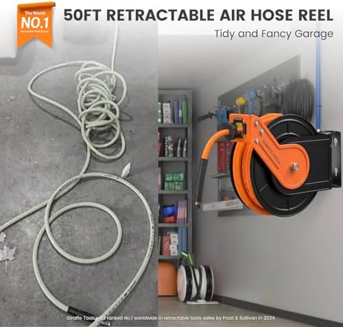 Giraffe Tools Retractable Air Hose Reel 50ft with Swivel Bracket 3/8" - Image 2