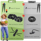 MIXC 226FT Greenhouse Micro Drip Irrigation Kit, Automatic Patio Plant Watering System with 1/4" & 1/2" Tubing, Adjustable Nozzles, Emitters, & Barbed Fittings for Efficient Irrigation - Image 4