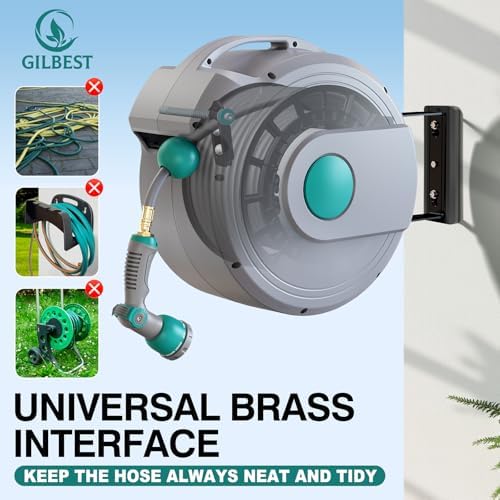 1/2" x 100 ft Retractable Garden Hose Reel, Any Length Lock & 180°Swivel - Image 3