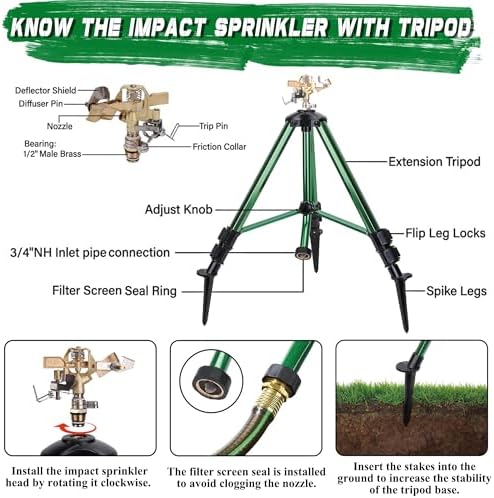 Triumpeek 2 Pack Impact Sprinkler on Tripod Base with Stakes - Image 3