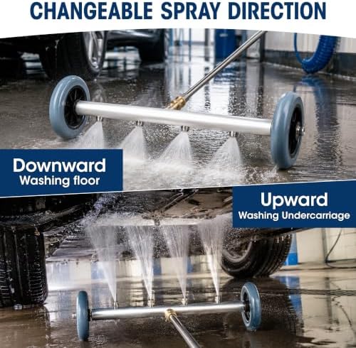 16 Inch Undercarriage Pressure Washer Attachment, Pressure Washer Undercarriage Cleaner, Under Car Washer Attachment with 3 Extension Wand, 4000 PSI - Image 3