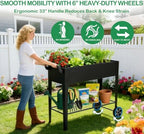 2-Pack 32" Tall Elevated Raised Garden Bed with Wheels and Shelf - Image 4
