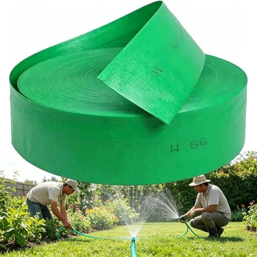 Flat Sprinkler Irrigation Hose, Anti‑Explosion Agricultural Tubing, Green Drip Irrigation Tape for Garden, Vegetable, Farm, Watering(3inch-100m/328ft) by Unknown