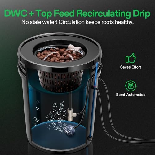 VIVOSUN DWC Hydroponics Grow System with Top Drip Kit 1 Bucket - Image 4