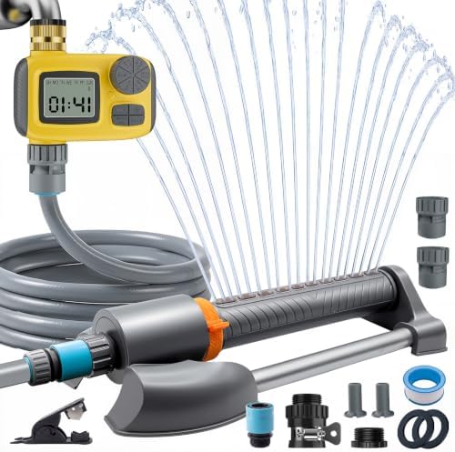 Oscillating Sprinkler with Smart Timer for Lawn and Garden Watering by Deepoter