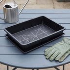 Kisangel 2 Set Flat Seed Starter Trays with Bottom Watering Trays for Vegetable & Wheatgrass Sprouting, Stackable Black Plastic Nursery Flats, 14.6 x 12 Inches - Image 5