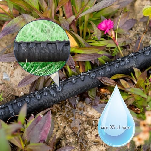 Soaker Hose 50FT 1 Pack, Thickened Flat Drip Irrigation Hose, Save 80% Water, Leak-Free Design Watering Hose for Garden Lawn Flower Bed Vegetable Field 50ft - Image 5