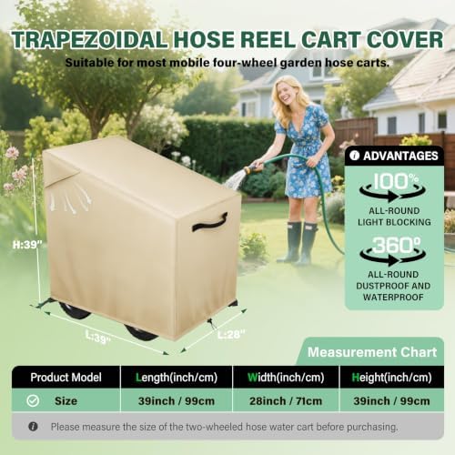 Garden Hose Reel Cart Cover,Waterproof, Dustproof and Sun-Proof Protect Your Garden Hose Reel Cart and prolong its Life(28"W x36"D x 36"H) - Image 4