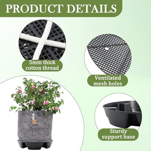 5-Pack 12" Self Watering Pots for Indoor Plants, Plastic Plant Saucer, Bottom Plant Water Catcher Tray, Indoor/Outdoor Greenhouse Garden Auto-Irrigation System for 5 Gallon Fabric Grow Bag - Image 4