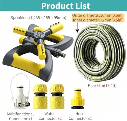 Drip Irrigation Kit Dust Suppression Misters for Lawn and Yard Sprinklers, Wide-Area Spray Coverage, Adjustable Outdoor Cooling Equipment(Pipe 16mm/0.6in,150m/492ft) - Image 2