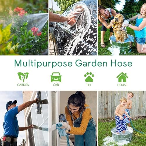 Expandable Garden Hose 75 ft, 2026 Upgraded Flexible Water Hose 75ft with 10 Function Spray Nozzle, 3/4" Leakpoof Solid Brass Fittings, Expanding Double Latex Core, Lightweight, No Kink, No Tangle - Image 7