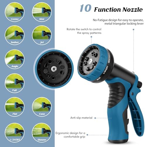 Garden Hose 100FT with 10-Function Nozzle, No-Kink Water Hose - Image 3