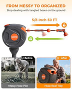 NEO-TEC No-Drill Ground-Mounted Retractable Garden Hose Reel 82 ft x 1/2 Inch, Freestanding 360° Swivel Water Hose with Any-Length Lock & Slow Return for Large Yard & Lawn - Image 3