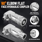 90° Elbow Flat Face Hydraulic Coupler, 1/2" Body Size x 1/2" JIC - Image 2