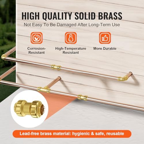 VEVOR Brass Pipe Fittings Push-Fit,Straight-Through,1/2" 12PCS - Image 3