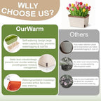 OurWarm Self Watering Pots for Indoor Plants, 6 Pack 10.5 Inch Plastic Window Herb Planter Box with Water Level Indicator, Modern Decorative Windowsill Planters for Herbs, Flowers, Seedlings - Image 7