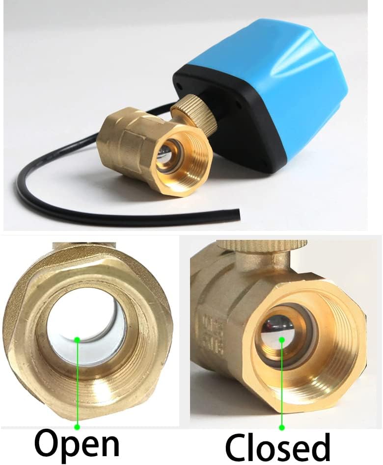 Motorized Ball Valve,3/4" DN20 Brass Electrical Ball Valve,DC12V/24V 3 Wire Water Valve with Standard Port (Normally Closed) - Image 7