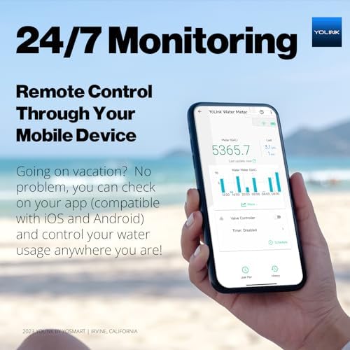 YoLink FlowSmart NSF Smart Water Monitor and Leak Detection: 1 Inch Advanced Smart Home Water Meter, Hub Included - Image 2