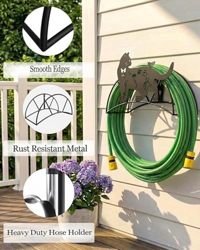 Black Cat Hose Hanger Metal WallMount HeavyDuty 125'5/8"﻿Garden Hose Holder - Image 2